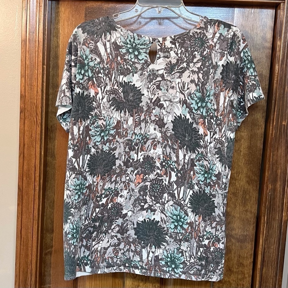 Jones New York Sweater Silk blend Short Sleeve Floral Pullover Sweater Sz XL EUC - Picture 2 of 8